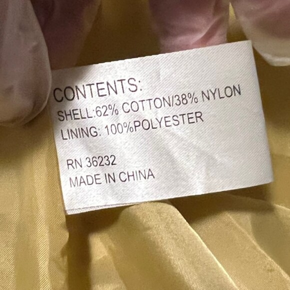 Gallery Yellow Gold Hooded Cotton Nylon Drawstring Waist Rain Jacket Size Medium - Picture 7 of 10